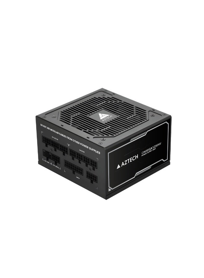 Aztech أوميغا 1250 واط 80 بلس ذهبية ATX 3.1 و PCIe 5.1 جاهز مزود طاقة كامل التعديل مروحة هجينة فائقة الهدوء 120 مم، مكثفات يابانية 100% 105 درجة مئوية، تحكم في الضوضاء منخفضة ZERO RPM مزود طاقة RTX 40 و Ryzen و Intel - Image 2