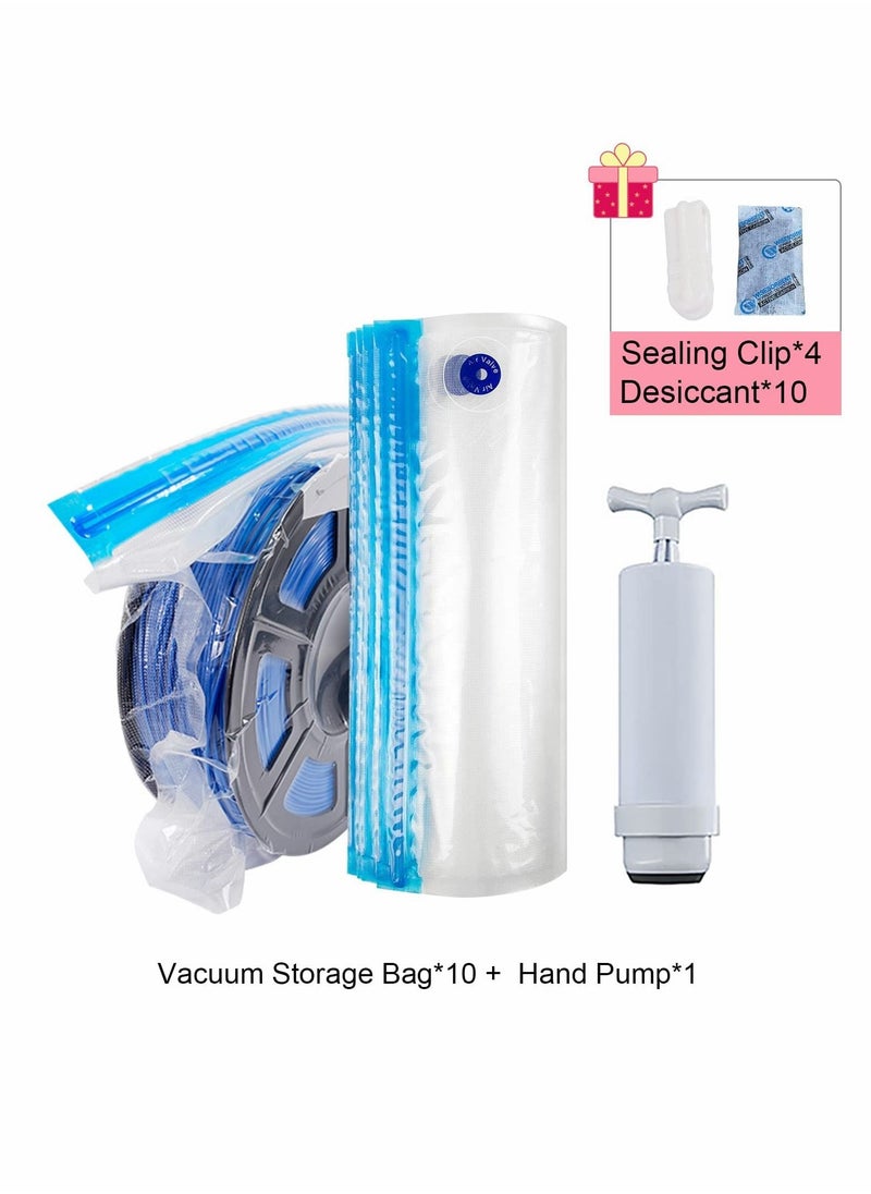 Y&D 3D Printer Filament Moisture-Proof, KASTWAVE Reusable Storage bags for with Hand Pump - 10 Pack, 4 x Sealing Clip, Desiccant  - Image 5