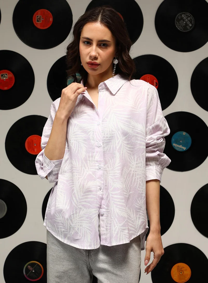 كامبوس سوترا قميص نسائي فضفاض بلون بنفسجي فاتح من كامبس سوترا