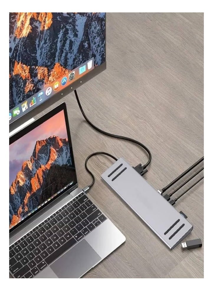 Raxoom 14 In 1 USB C Multi function Docking Station Laptop Base, USB C Hub, Micro/SD Card Reader for MacBook/Pro/Air, iPad,Samsung Galaxy - Image 2
