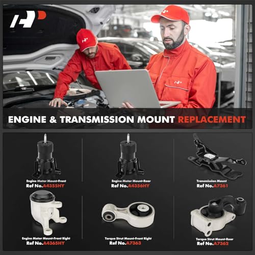 A-Premium 6PCS Engine Motor Mount and Transmission Mount and Torque Strut Mount Kit Compatible with Nissan Altima 2007-2012, Maxima 2009-2014, 3.5L, Replace# 113509N00A, 11350JP00B - Image 2