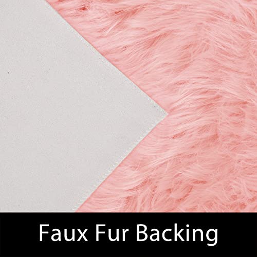 Latepis Pink Runner Faux Sheepskin Fur Rugs 2X5 Fluffy Rug for Bedroom Cute Furry Shag Fuzzy Rug for Girls Room Dorm Luxury Room Decor - Image 3