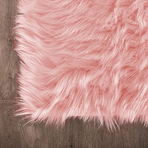 Latepis Pink Runner Faux Sheepskin Fur Rugs 2X5 Fluffy Rug for Bedroom Cute Furry Shag Fuzzy Rug for Girls Room Dorm Luxury Room Decor - Image 5