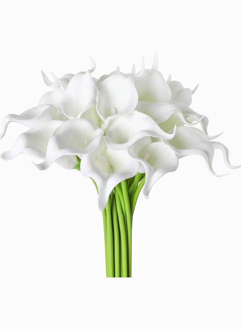 سيوسي باقة أزهار بيضاء مزيفة من كالا ليلي ، زهور اصطناعية بلمسة حقيقية من اللاتكس ، ديكور منزلي لحفلات الزفاف ، 20 قطعة - Image 1