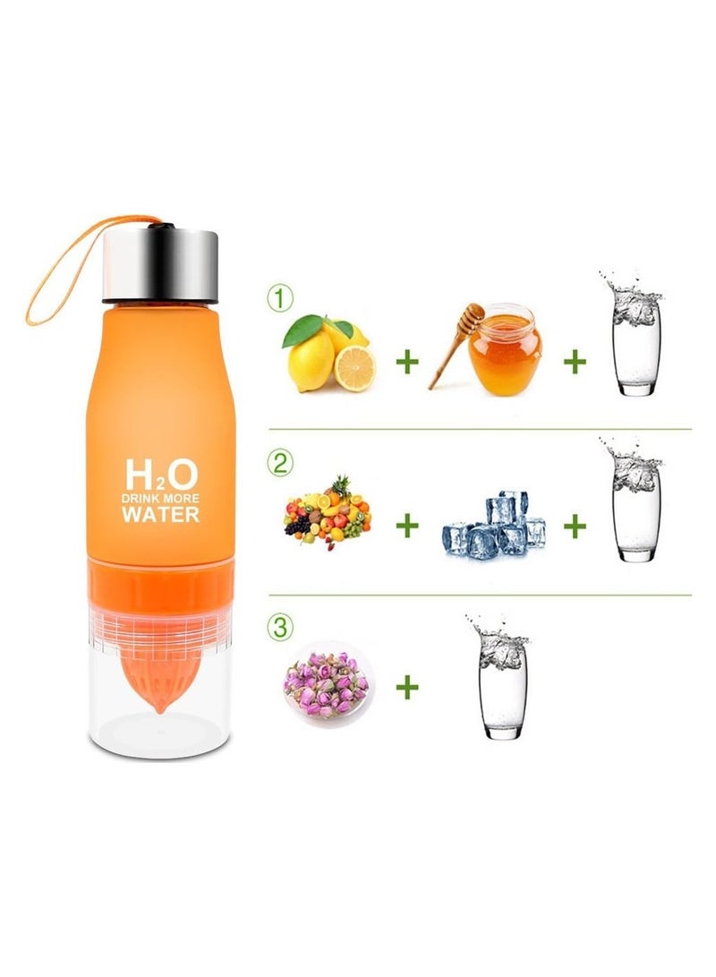 H2O زجاجة ماء بلاستيكية بسعة 650 مل لتسريب الفواكه الإبداعية لعيد الميلاد، زجاجات عصير الليمون الرياضية الخارجية، أدوات شرب القرع المحمولة - Image 4