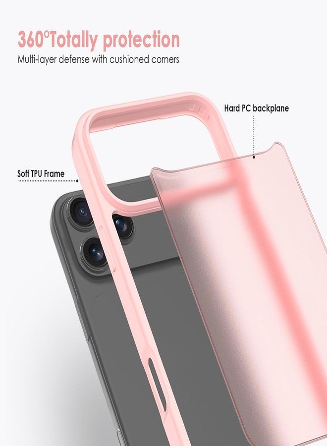 TENOC Phone Case Compatible with 17 Pro Max, Pink Case Translucent Protective Bumper Matte Hard Back Cover for 6.9 Inch - Image 5