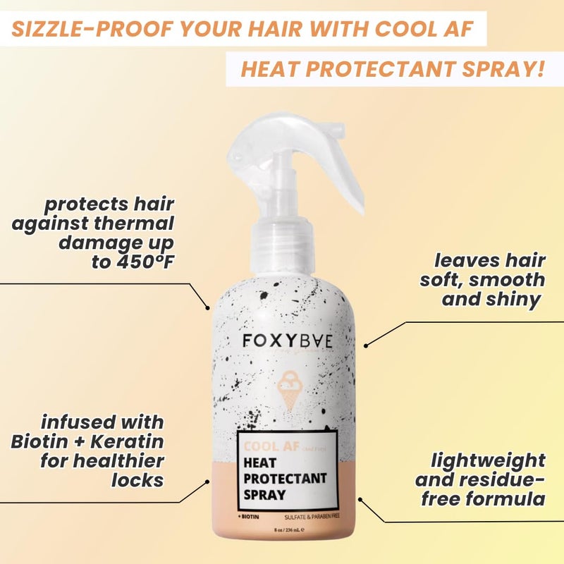 FoxyBae Heat Protectant Spray - Thermal Hair Styling Mist for Curling Iron & Blow Dryer - Prevents Frizz, Damage & Breakage, 8oz - Image 2