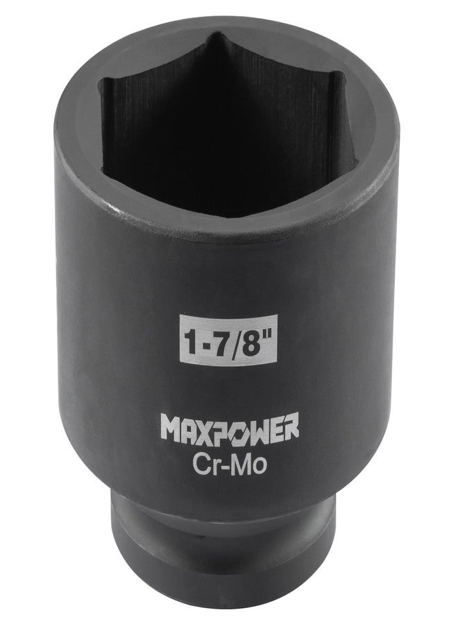 مقبس MAXPOWER ذو تأثير عميق 1-7/8 بوصة، مقاس 3/4 بوصة، بتصميم سداسي النقاط، مصنوع من فولاذ الكروم الموليبدينوم المعالج حرارياً، SAE - Image 2
