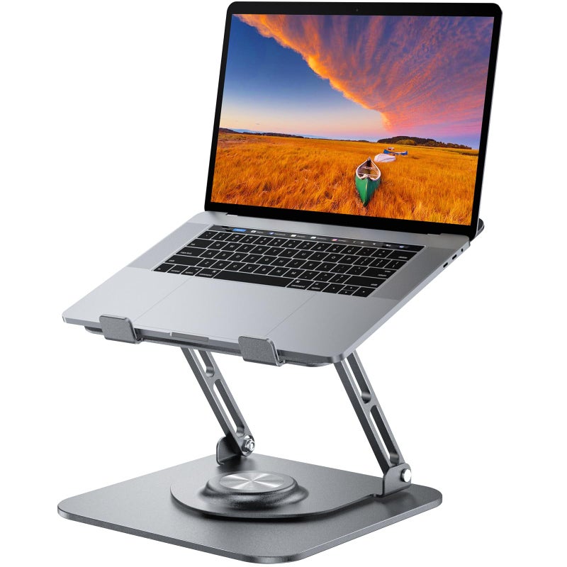 JOYEKY Laptop Stand for Desk, Adjustable Computer Stand with 360Â° Rotating Base, Ergonomic Laptop Riser for Collaborative Work, Foldable & Portable Laptop Stand, fits for All 10-16" Laptops - Image 1