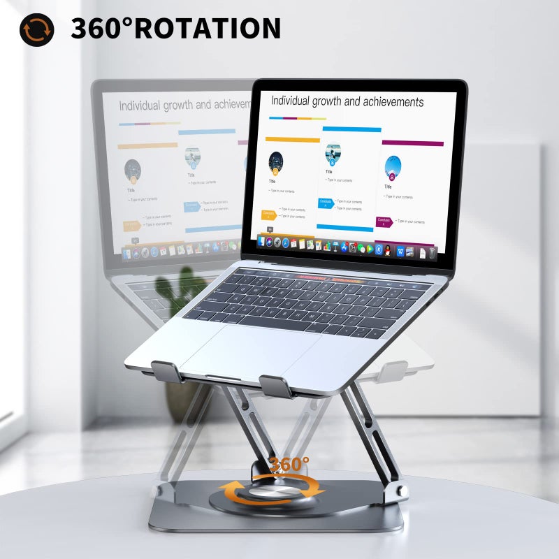 JOYEKY Laptop Stand for Desk, Adjustable Computer Stand with 360Â° Rotating Base, Ergonomic Laptop Riser for Collaborative Work, Foldable & Portable Laptop Stand, fits for All 10-16" Laptops - Image 2