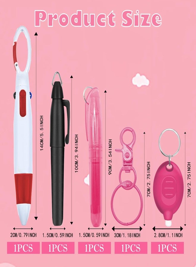Daemson Nurse Pen Set, Badge Reel Pen Include Highlighter, Permanent Marker, Ballpoint Pen, LED Keychain Flashlight, and Nursing Keychain Clip (Pink) - Image 3