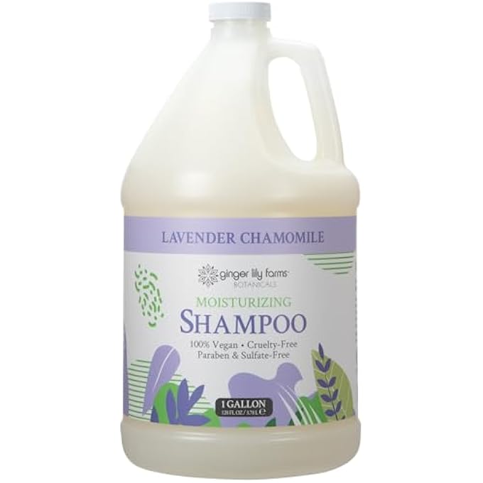 ginger lily farms BOTANICALS MOISTURIZING SHAMPOO FOR ALL HAIR TYPES, 100% VEGAN & CRUELTY-FREE, LAVENDER CHAMOMILE SCENT, 1 GALLON REFILL (128 FL OZ) - Image 1