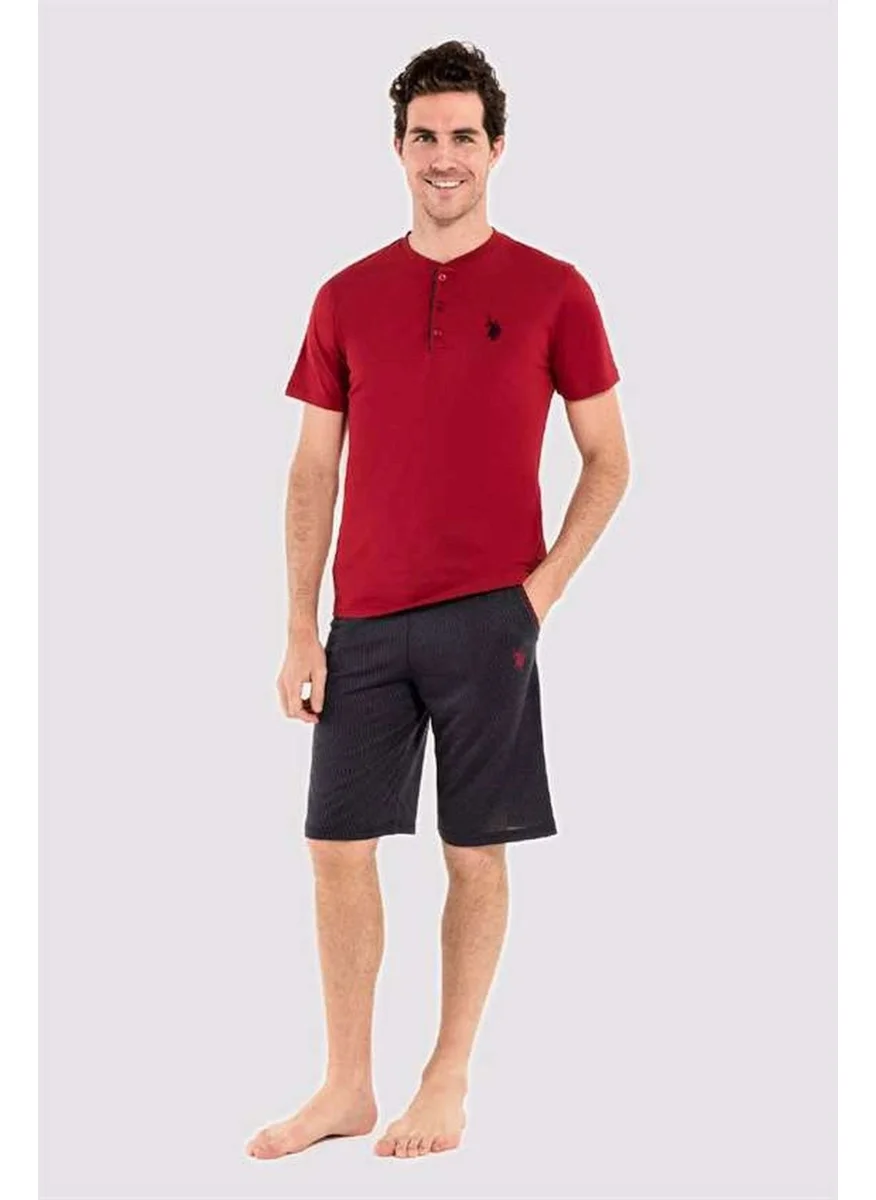 يو اس بولو اسن BASE. Polo Assn. 12005 Men's 3-Piece Pajamas Set - Claret Red