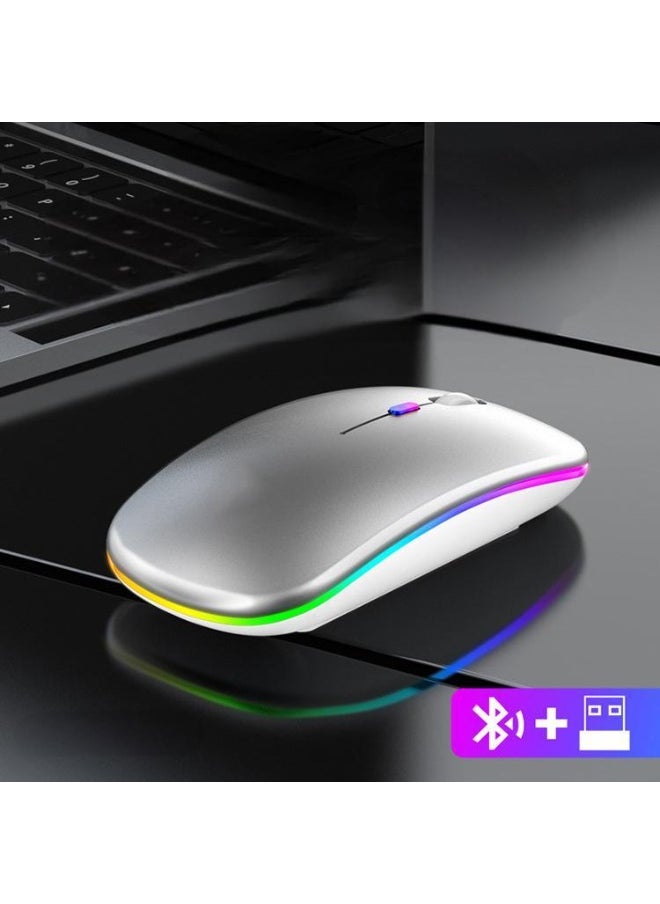 Hugifts Rechargeable Dual-Mode Wireless Mouse with RGB Light, 2.4G and Bluetooth 5.1, Portable Silent Mouse for Office and Travel  - Image 1