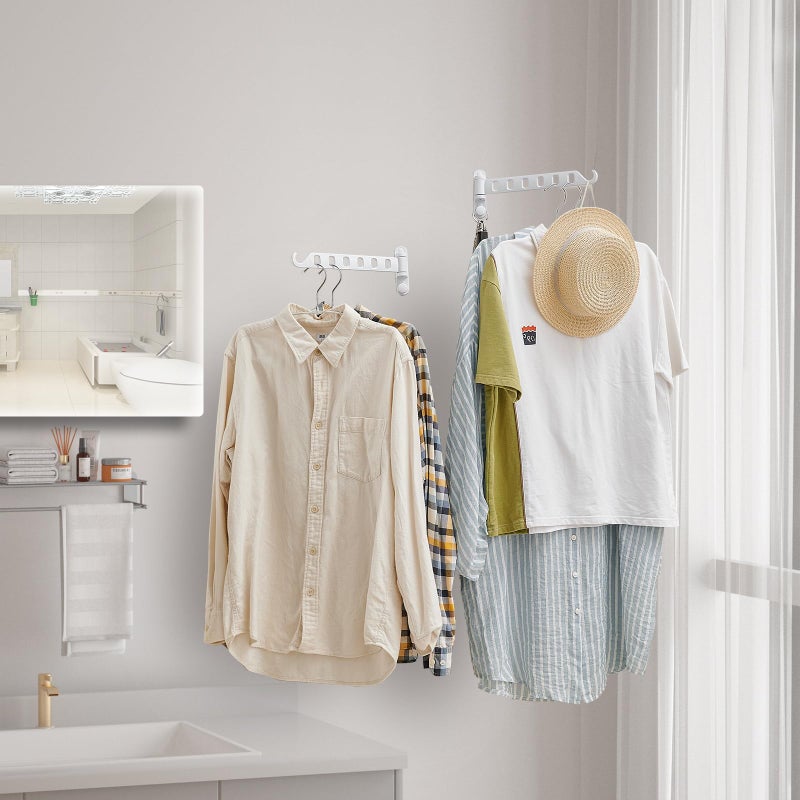 JOOM Laundry Drying Rack Wall Mounted Clothes Drying Rack Clothes Hanger -Coat Hanger Holder White - Image 3