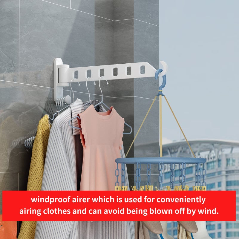 JOOM Laundry Drying Rack Wall Mounted Clothes Drying Rack Clothes Hanger -Coat Hanger Holder White - Image 4