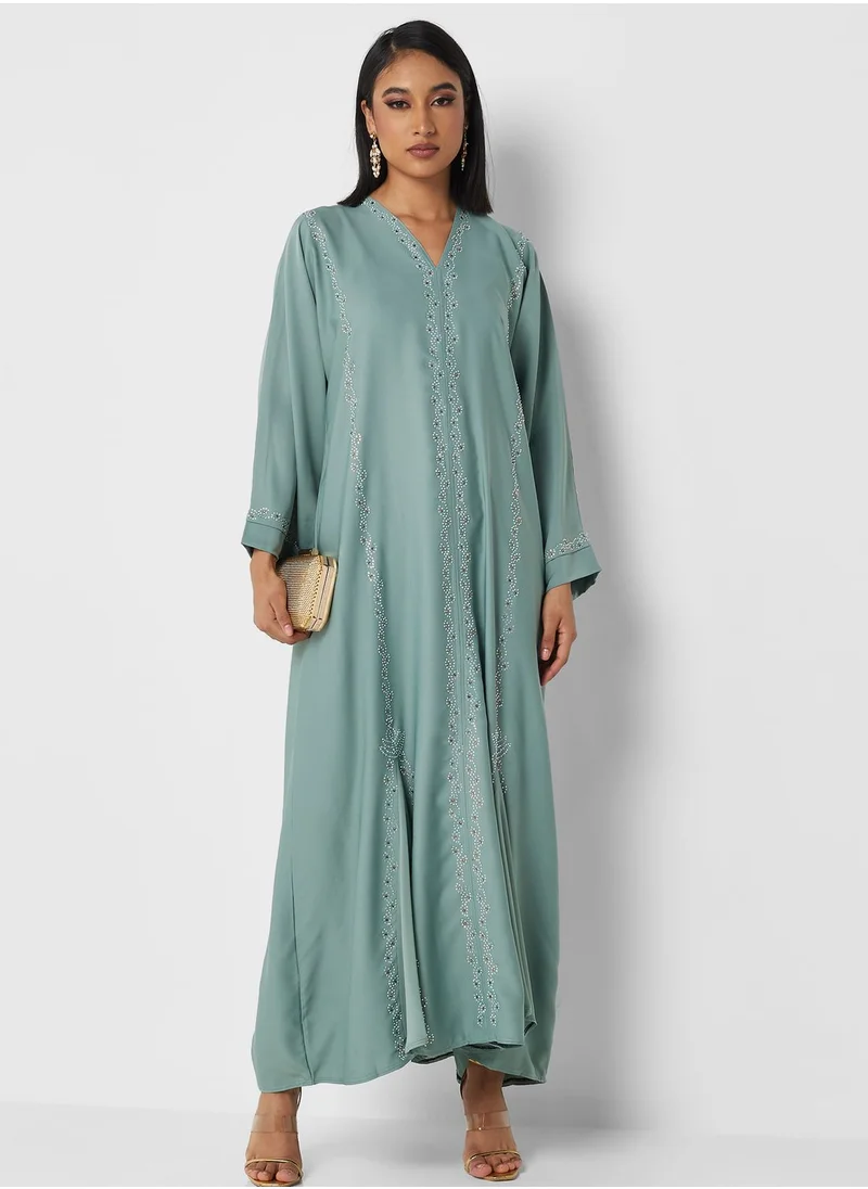 Khizana Shimmer Detail Abaya
