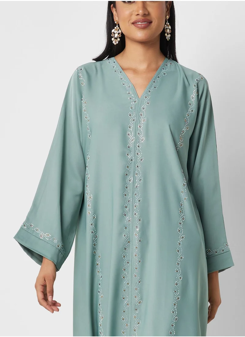 Khizana Shimmer Detail Abaya