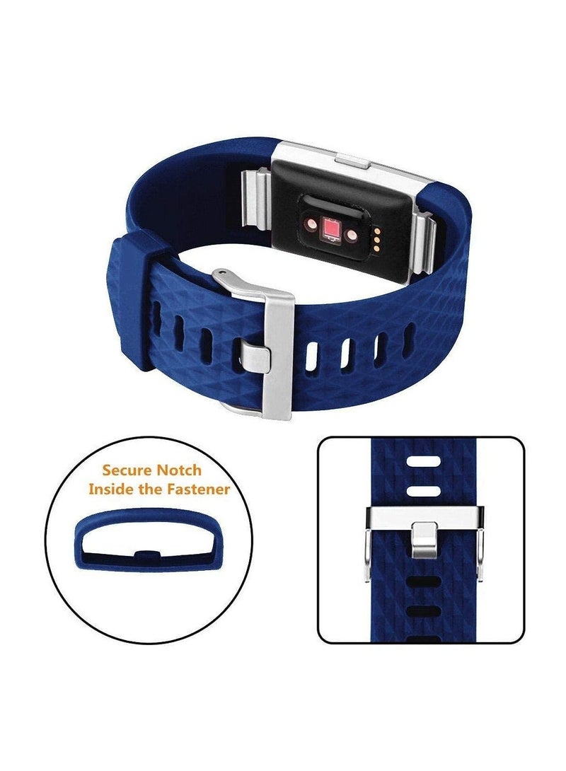 Replacement Straps Compatible with Fitbit Charge 2 Band Colors Soft Silicon Smartwatch Sport Bracelet Band -Blue Small Size - Image 4