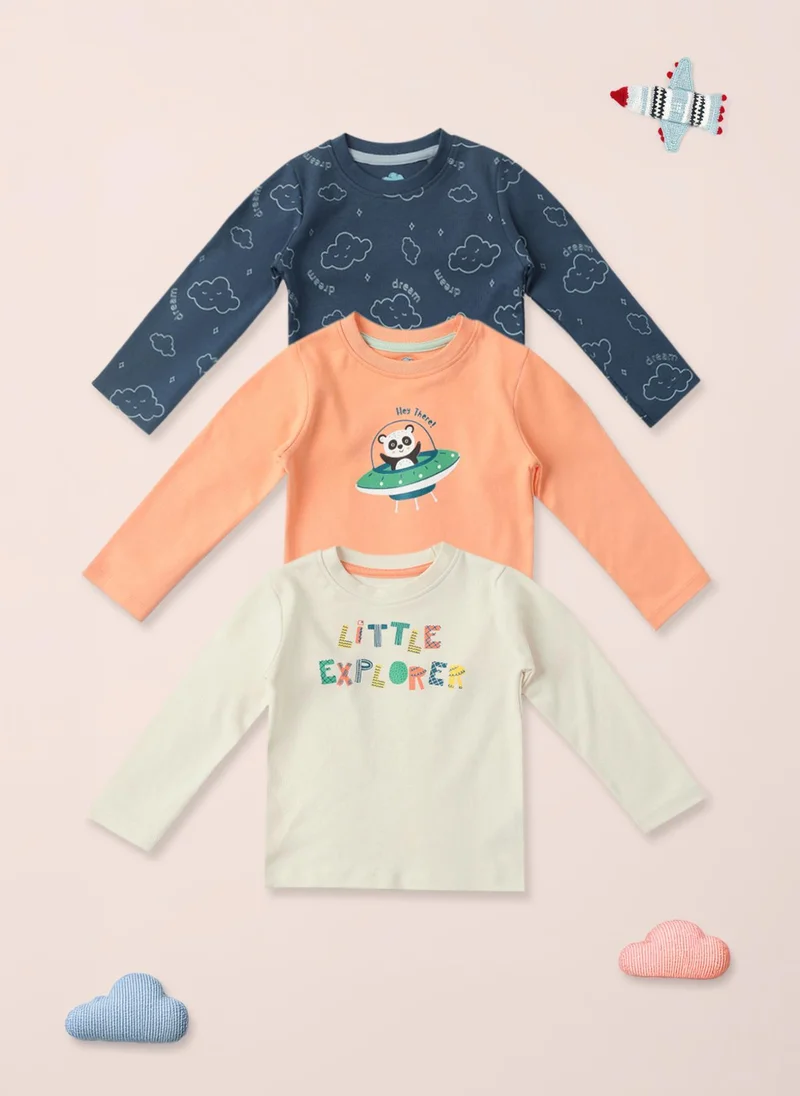 نوتيناتي Nautinati Baby Boys Cotton Printed T-shirt Pack of 3