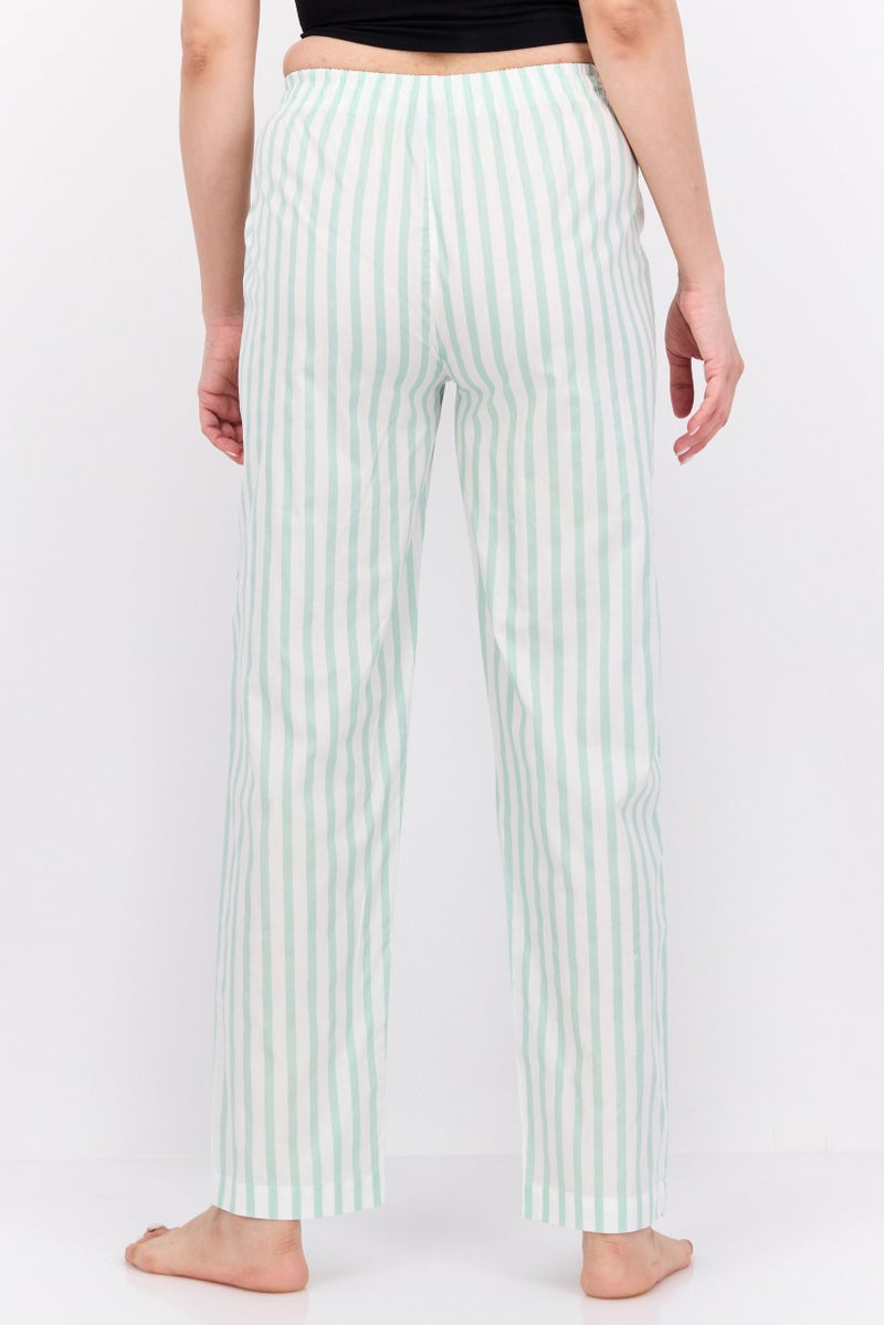 XOXO Women Stripe Drawstring Pajama Pants, Baby Green - Image 3
