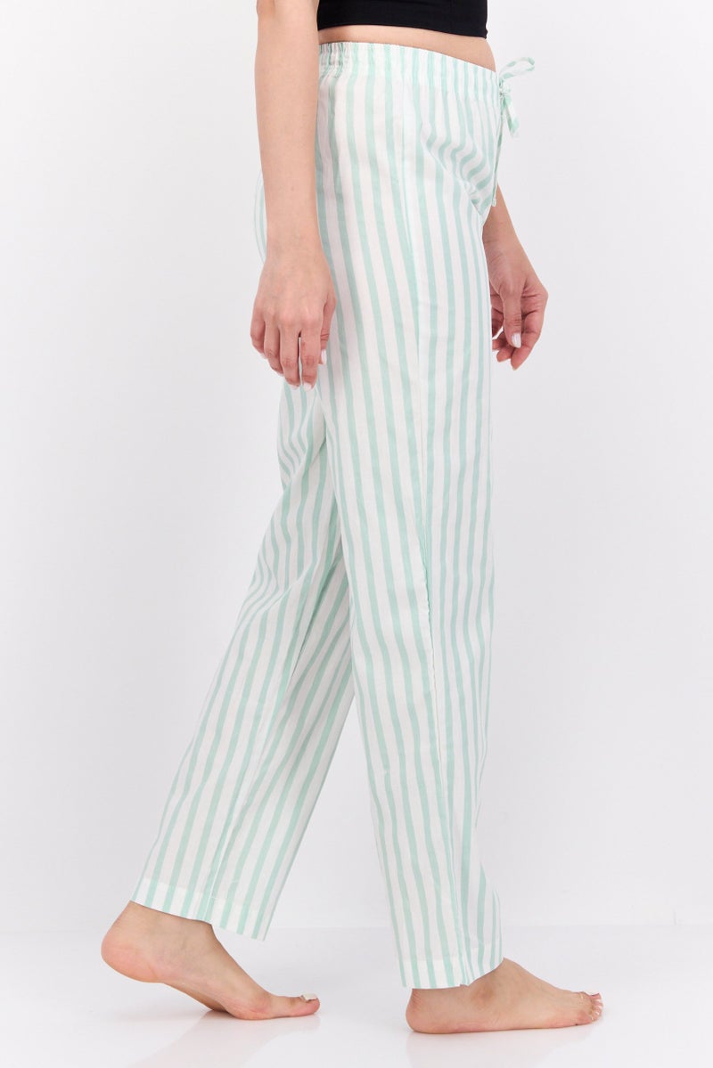 XOXO Women Stripe Drawstring Pajama Pants, Baby Green - Image 4