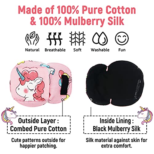 Astropic 3D Cotton & Silk Eye Patch for Kids | Girls Eye Patch for Glasses | Medical Eyepatch for Children with Lazy Eye (Pink Unicorn, Left Eye) - Image 3