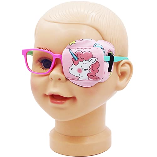 Astropic 3D Cotton & Silk Eye Patch for Kids | Girls Eye Patch for Glasses | Medical Eyepatch for Children with Lazy Eye (Pink Unicorn, Left Eye) - Image 1