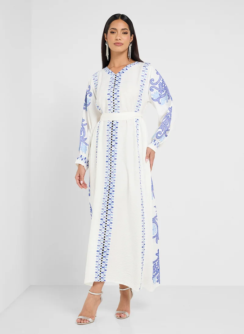hayas closet Embroidered Maxi Dress