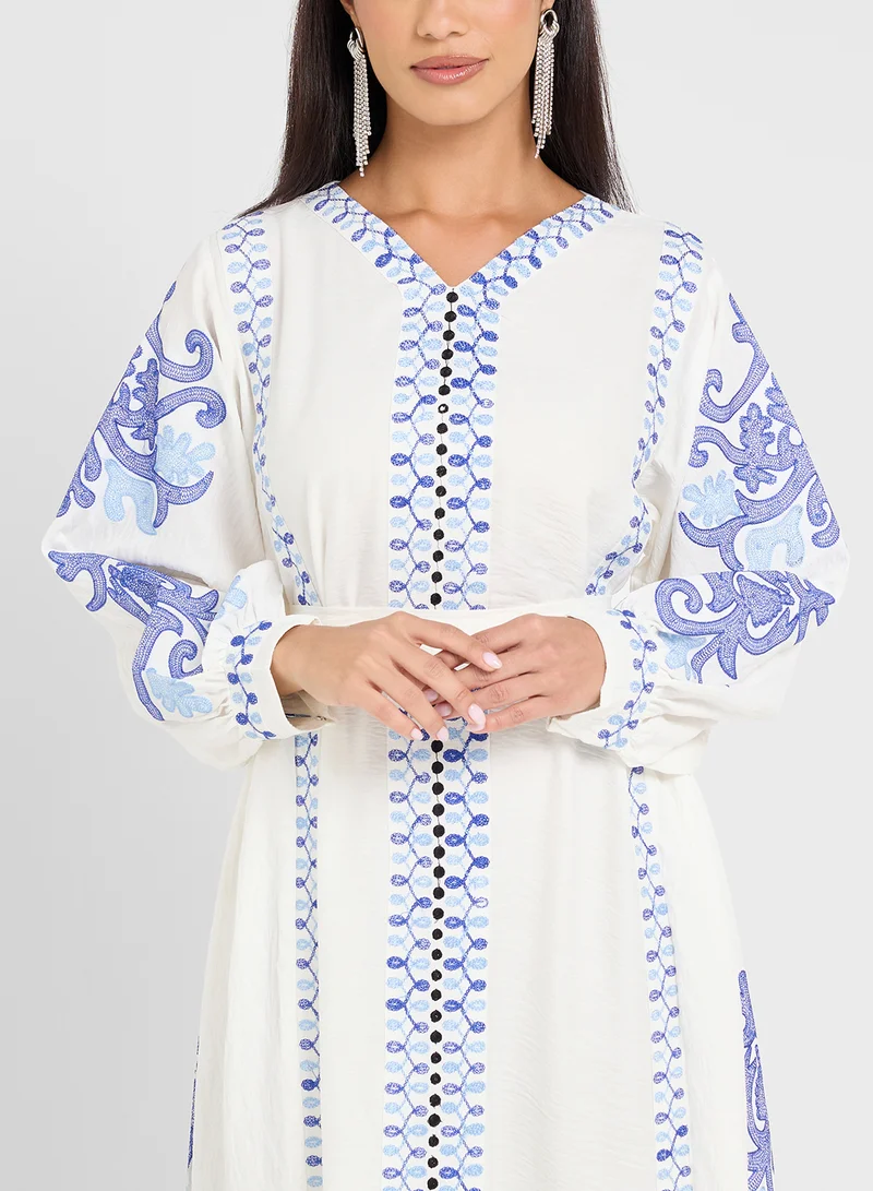 hayas closet Embroidered Maxi Dress