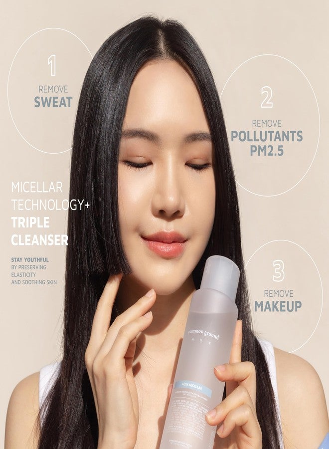 COMMON GROUND NUE Aqua Micellar Water Makeup Remover 3-in-1 Cleanser, Astringent, Makeup Remover, Non-Greasy, No-Rinse, Hydrating, Plant-Based, Organic Aloe Vera & Cucumber, 8.4 Fl Oz - Image 3