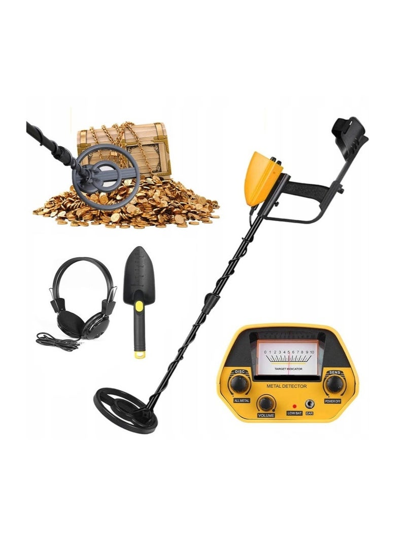 جهاز كشف المعادن عالي الدقة، جهاز كشف الكنوز والمجوهرات، جهاز كشف الذهب، أدوات الكشف عن المعادن مع جميع المعادن ووضع القرص، مقاوم للماء، ملف 8 بوصات، سماعات أذن ومجرفة بلاستيكية - Image 1