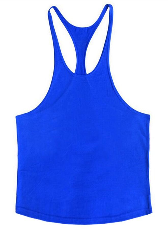 Loquat Solid Color Thin Belt Sports Vest Blue  - Image 1