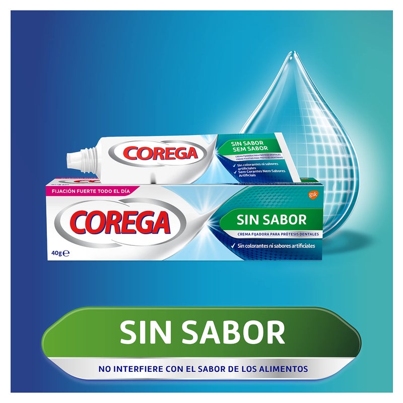 Corega Denture Fixing Cream, Strong Fixing, Unflavored, Zinc Free, 40g - Image 2