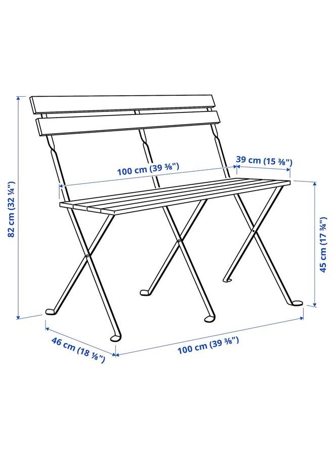 Zaboon Bench, Outdoor, Foldable Black/Light Brown Stained  - Image 5