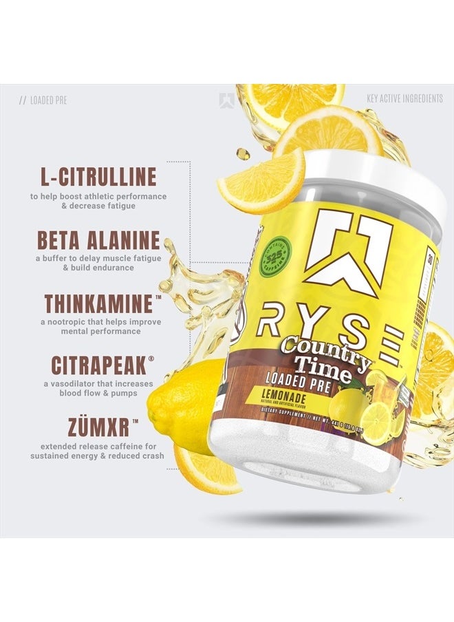 RYSE Up Supplements - Loaded Pre Workout Powder Supplement for Men & Women | Pumps, Energy, Focus | Beta Alanine + Citrulline | 325mg Caffeine | 30 Servings (Country Time Leonade) - Image 1
