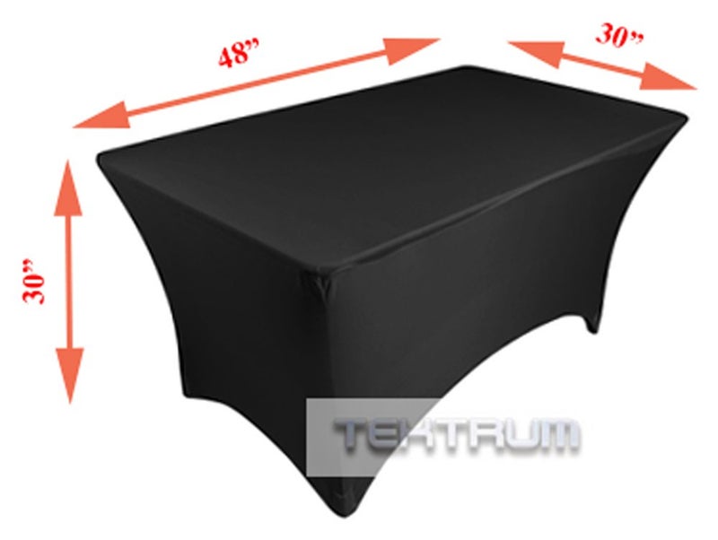 TEKTRUM 4 FT LONG RECTANGULAR STRETCH TABLECLOTH DJ JACKET COVER FOR TRADE SHOW - PREMIUM FABRIC - BLACK COLOR - Image 3