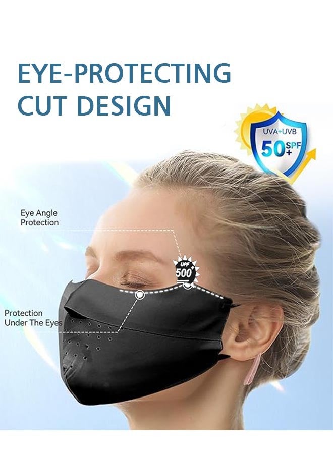 GIFT Sun Protection Face Cover, UPF 50+ UV Face Mask with Ear Loops Ice Silk Half UV Face Covering, Washable Reusable Motorcycle Running Riding Exercise Breathable Golf Sports Face Shield Black - Image 5
