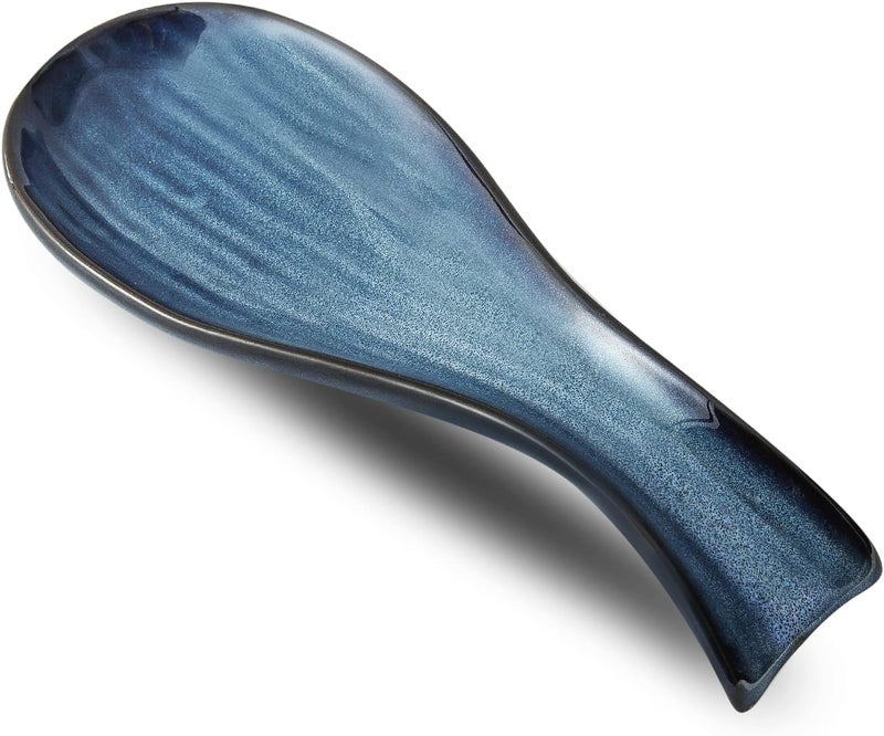 Hasense Ceramic Spoon Rest for Stove Top, Porcelain Spoon Holder for Kitchen Counter Cooking Utensil Home Decor, Navy - Image 1