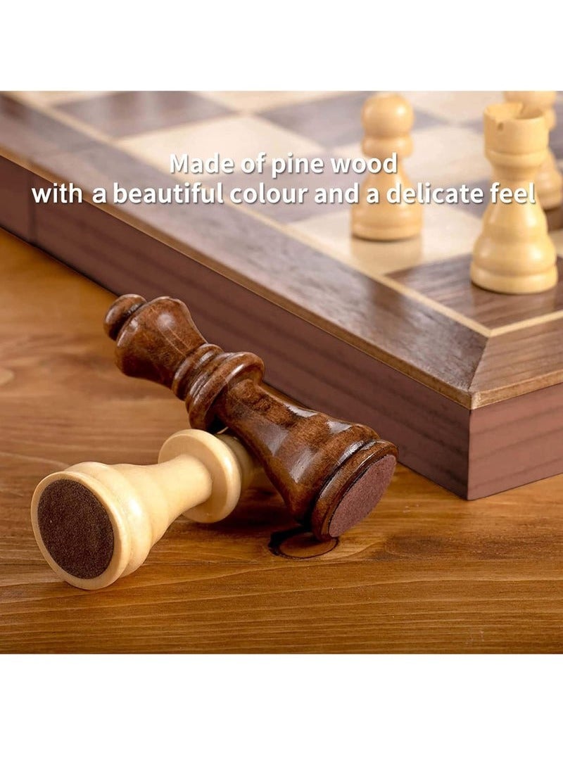 ULHYC Chess Sets,15 Inch Magnetic Wooden Chess Set, Board Game for Adults and Kids, with 24 Cherkers Pieces Extra & 2 Extra Queens,Portable Travel Chess Board Game Sets - Image 4