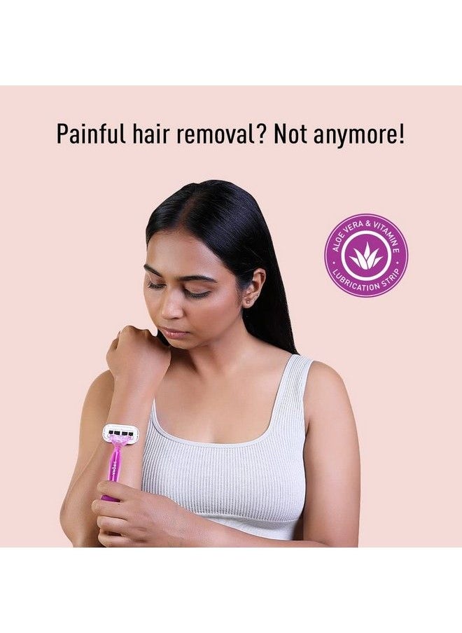 Sirona - Razor For Women Hair Remover For Women Body Razor For Women Women Razor With Aloe Boost For Smooth Arms Legs Underarms & Bikini Line 4Blade Shaving Razor Women Reusable (Pack Of 1) - Image 1