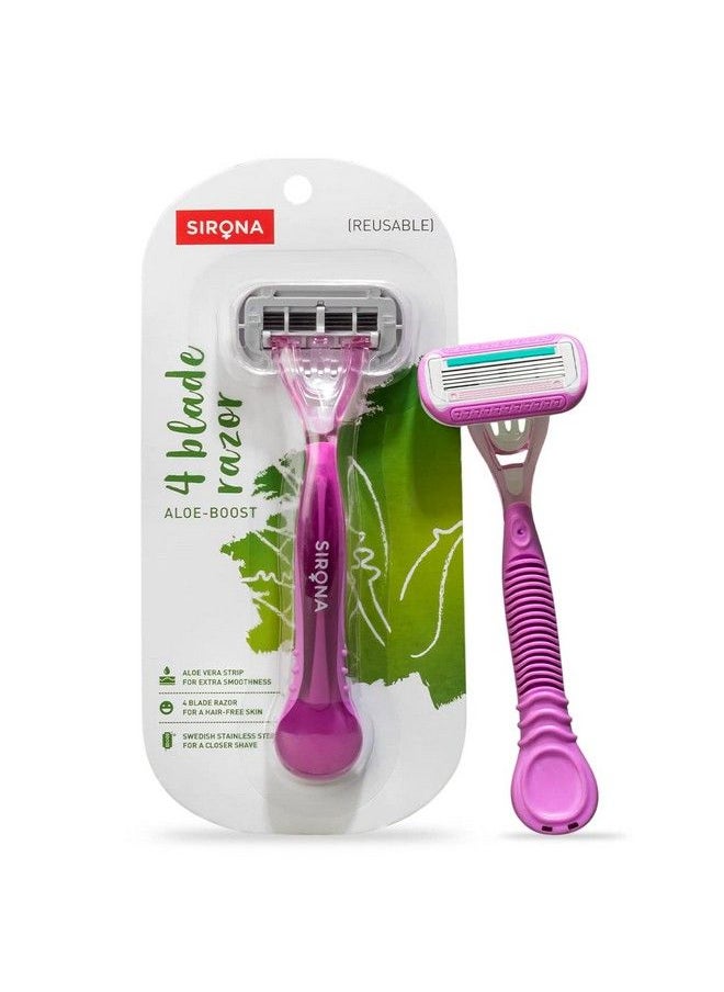 Sirona - Razor For Women Hair Remover For Women Body Razor For Women Women Razor With Aloe Boost For Smooth Arms Legs Underarms & Bikini Line 4Blade Shaving Razor Women Reusable (Pack Of 1) - Image 1