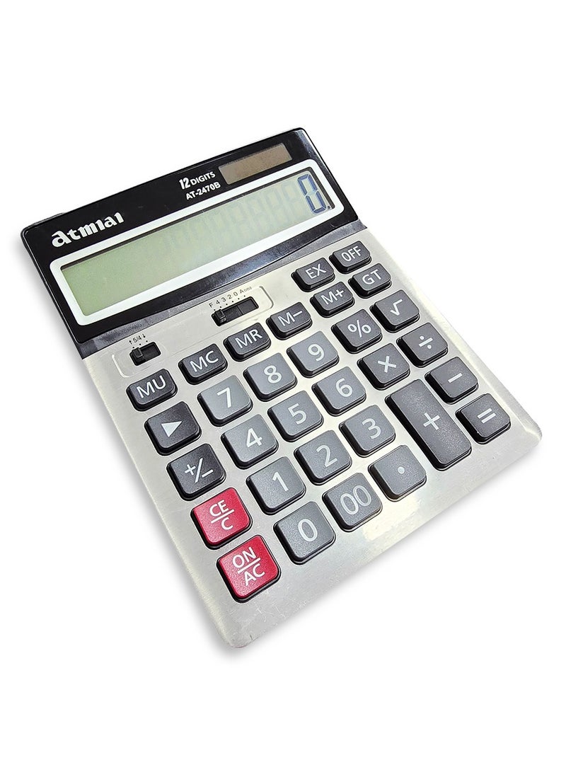 Desktop calculator, AT-2470B, for solving mathematical operations, display screen, local number key, power of 12 digits, very large screen for offices, accountants, and personal use at home or school