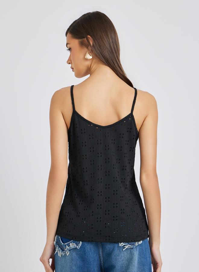 Styli Styli Embroidered Buttoned Strappy Cami Top  - Image 5