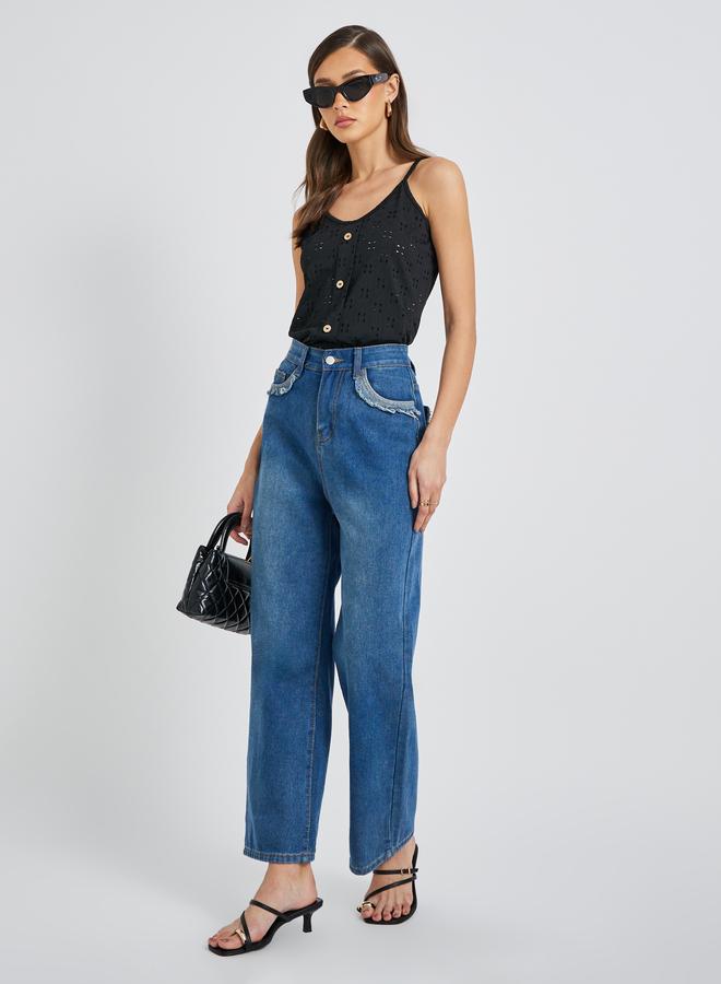 Styli Styli Embroidered Buttoned Strappy Cami Top  - Image 2