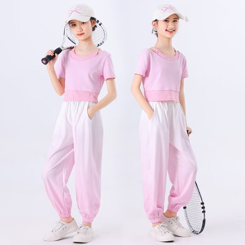 Girls' Ice Silk Pants Gradient Anti-Mosquito Pants Summer Kidsren'S Sports Quick-Drying Pants Thin Summer Wear - Image 1