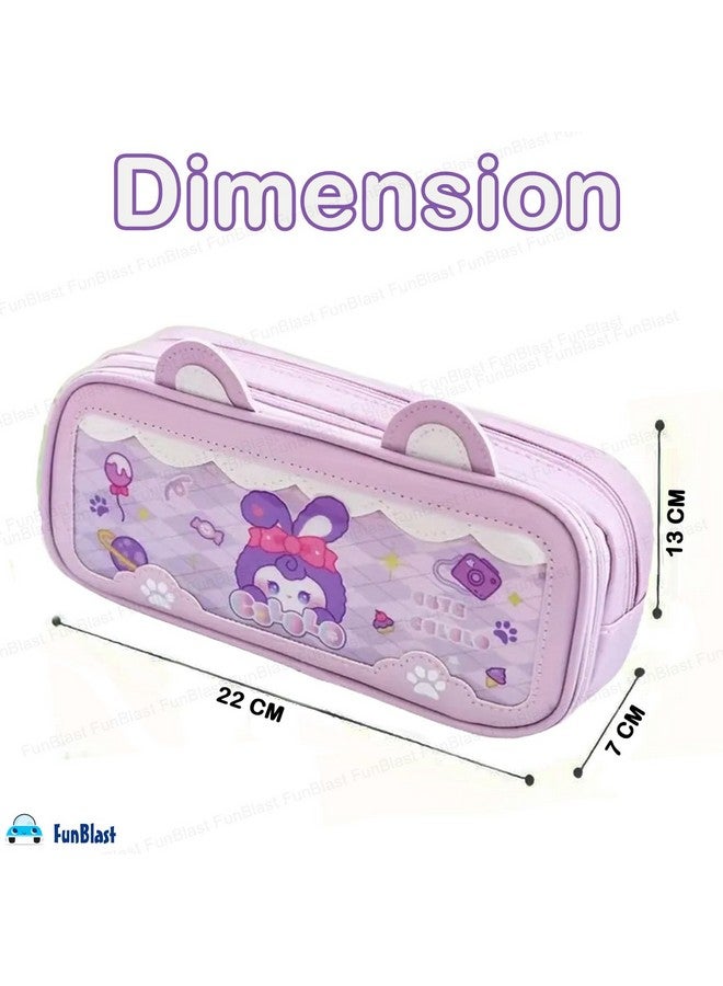 فنبلاست حقائب فن بلاست الكرتونية للبنات - حقيبة متعددة الاستخدامات بسحاب لأطفال المدارس، صندوق منظم للأدوات المكتبية، حافظة أقلام أنيقة لطلاب المدارس والجامعات (أرجواني-RT) - Image 2