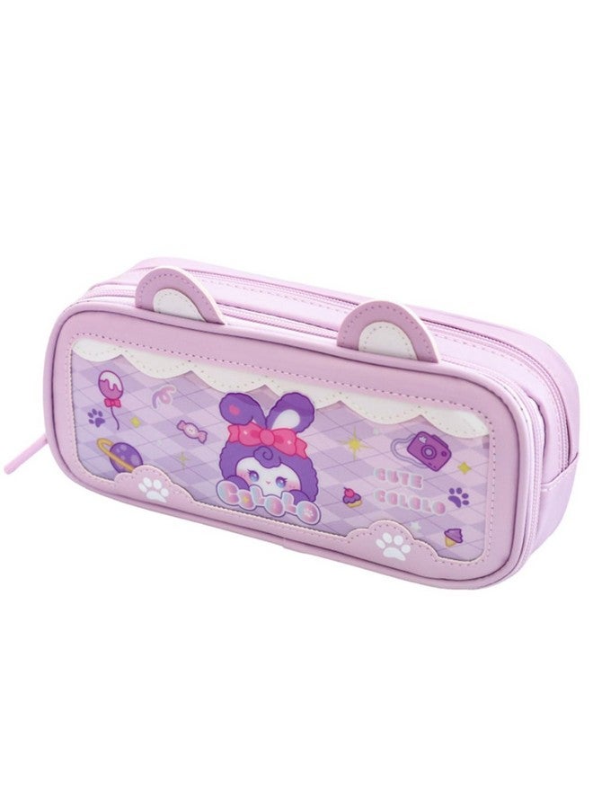 فنبلاست حقائب فن بلاست الكرتونية للبنات - حقيبة متعددة الاستخدامات بسحاب لأطفال المدارس، صندوق منظم للأدوات المكتبية، حافظة أقلام أنيقة لطلاب المدارس والجامعات (أرجواني-RT) - Image 1