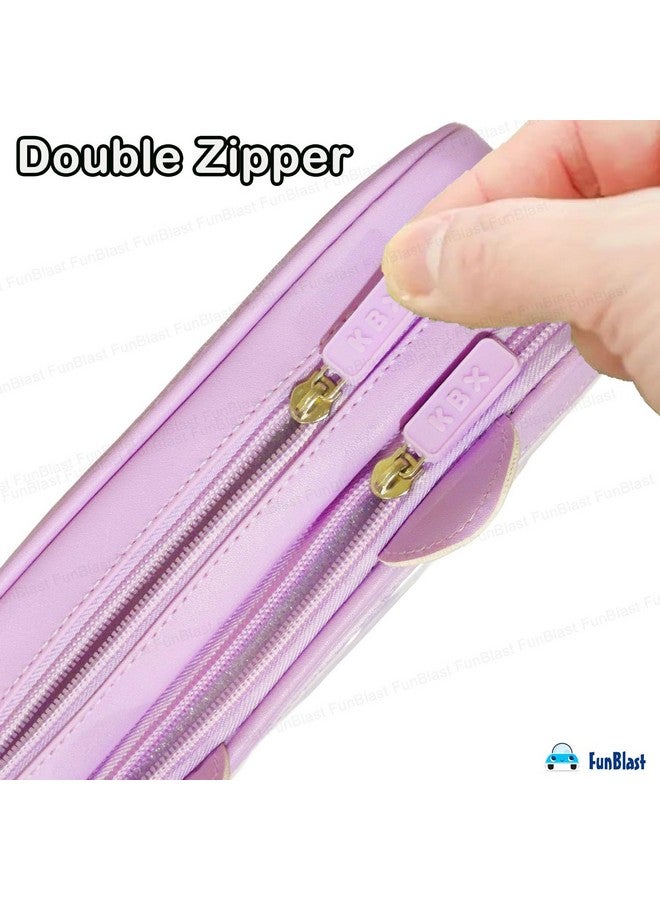 فنبلاست حقائب فن بلاست الكرتونية للبنات - حقيبة متعددة الاستخدامات بسحاب لأطفال المدارس، صندوق منظم للأدوات المكتبية، حافظة أقلام أنيقة لطلاب المدارس والجامعات (أرجواني-RT) - Image 3