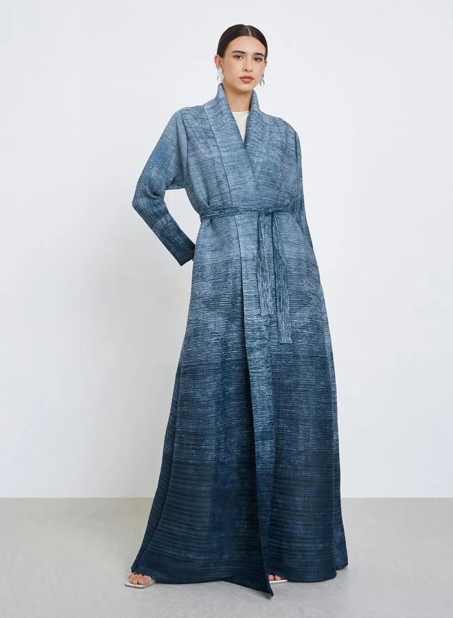Take Two Ombre Textured Pleated Long Sleeve Abaya